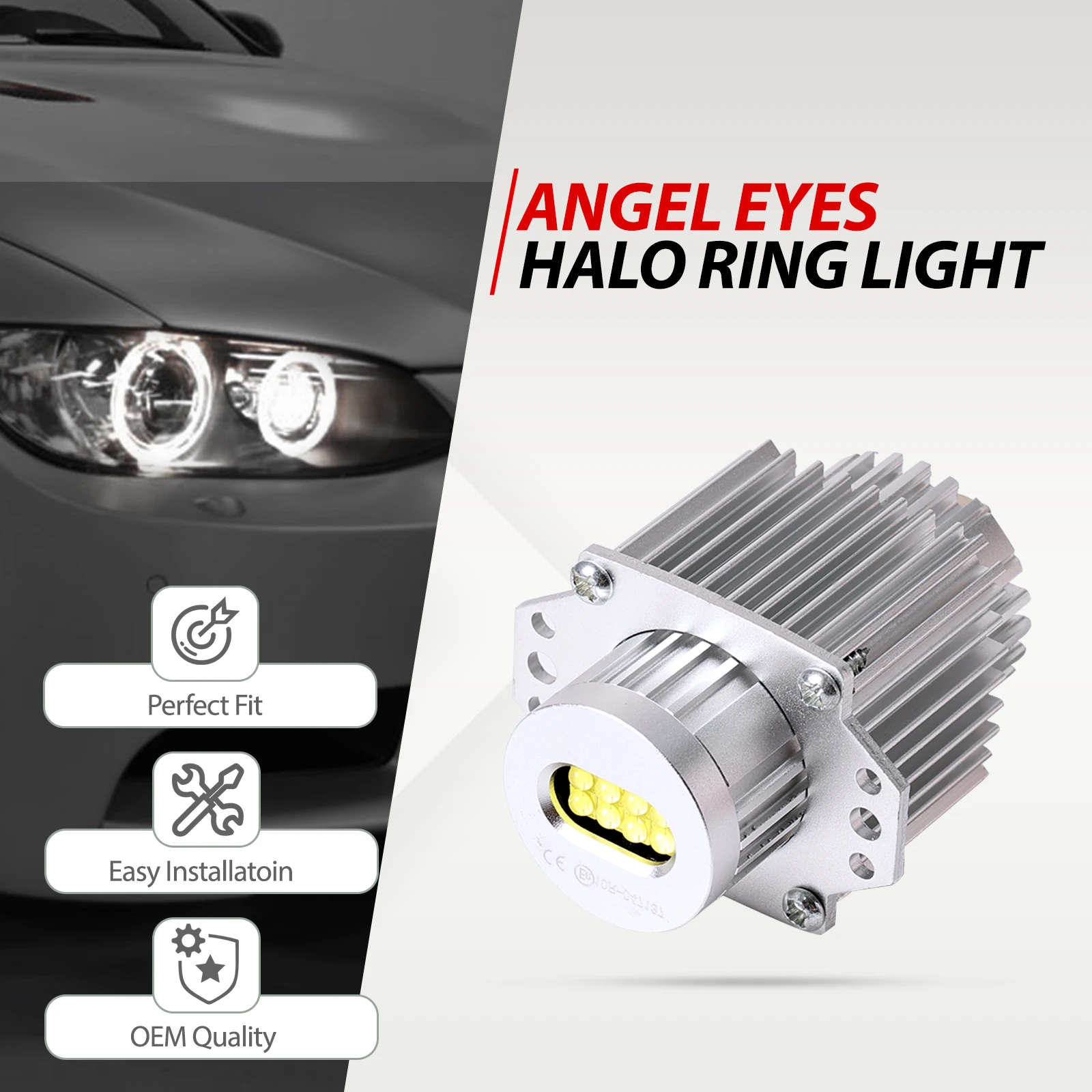 2x For BMW E90 E91 328i 335d 335i 120 W LED Angel Eyes Halo Ring Light 2000LM Bulb HID Xenon White LED Headlight Parking Light