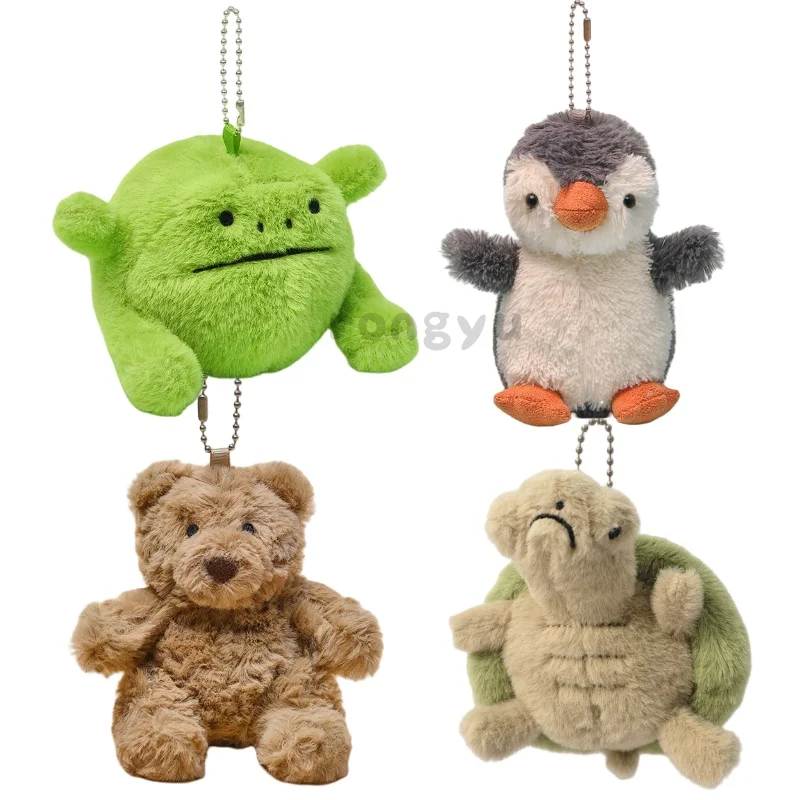10cm Cute Animal Stuffed Plush Keychains Penguin Frog Bear Turtle Soft Toy Charms for Bags Decor Ideal Kids Women Birthday Gifts