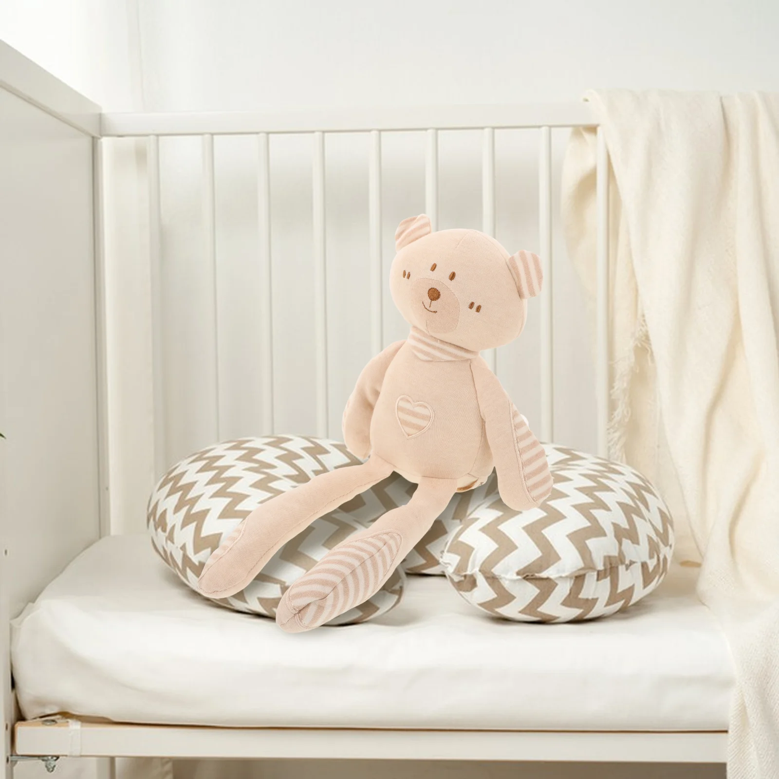 Ours en Peluche en Coton Biologique pour Bébé, Jouet Mignon à sulfJambes, Doux pour le Développement des Enfants