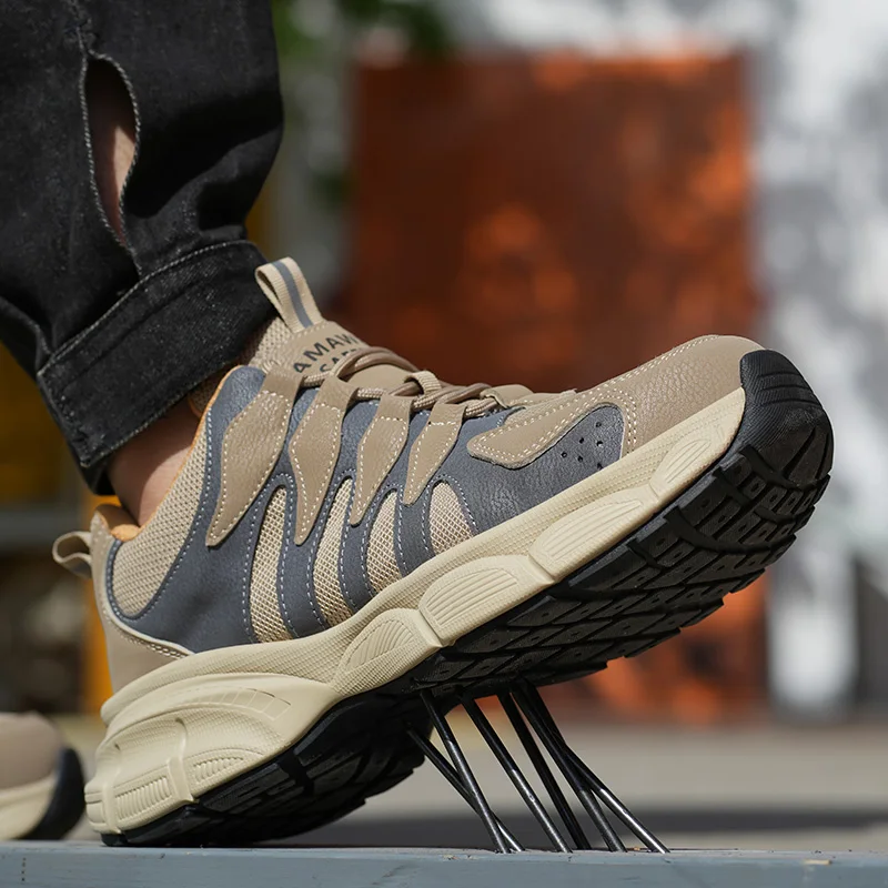 أحذية أمان الرجال مع غطاء صلب لأصبع القدم مكافحة سحق الرجال أحذية عمل أحذية رياضية خفيفة مقاومة للثقب أحذية غير قابلة للتدمير البناء