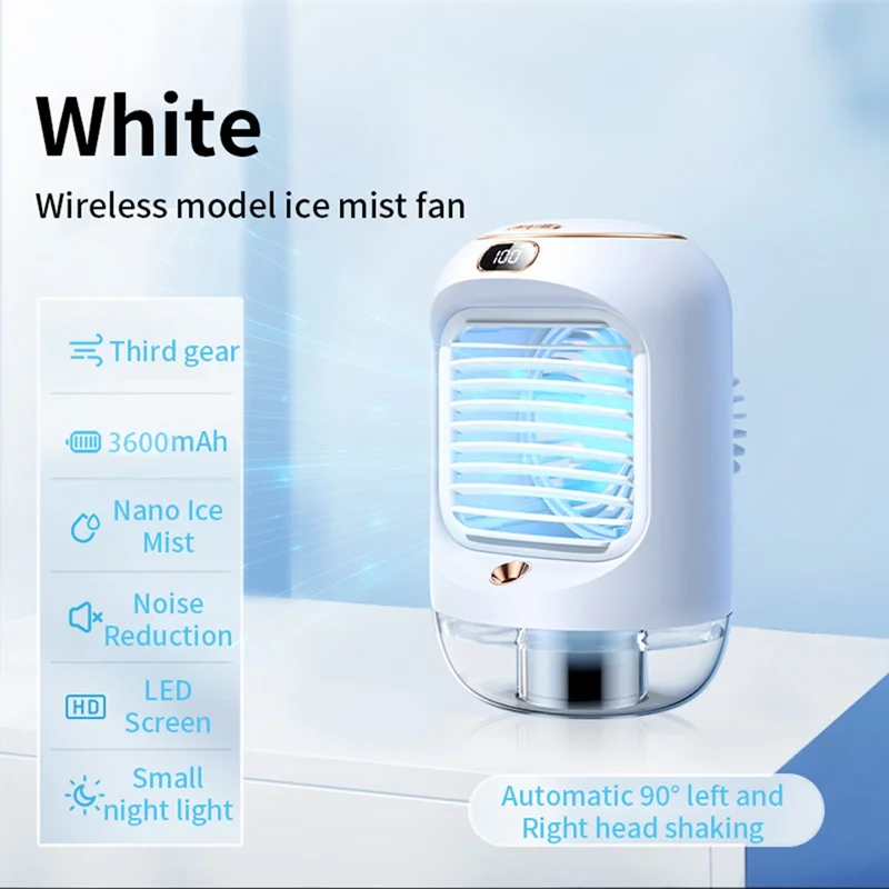 AB45 Portable Air Conditioner Electric Fan USB Water Mist Fan Humidifier Air Cooler Fan With LED Light