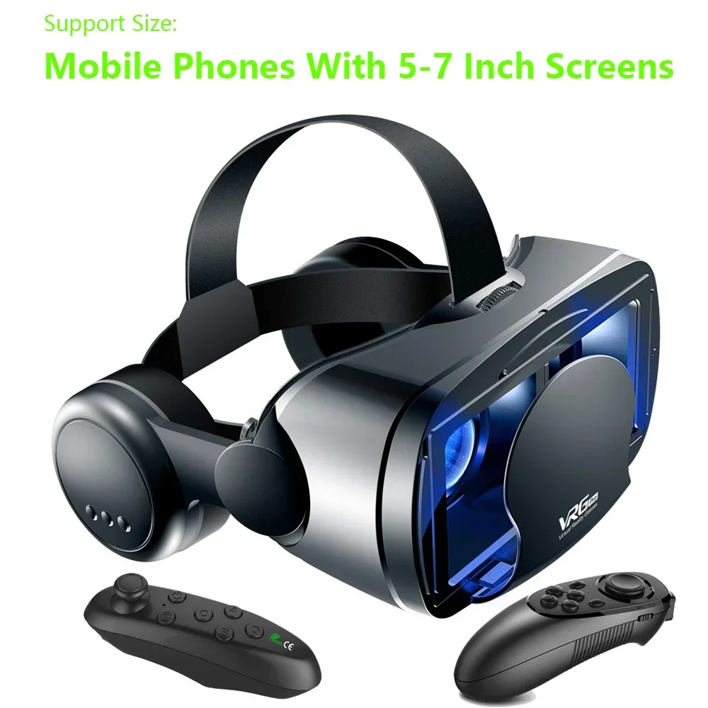 

3D VR Headset Smart Glasses Virtual Reality Full Screen Lens Helmet Smartphone Mobile 5-7 Inch Lens Binoculars with Controller