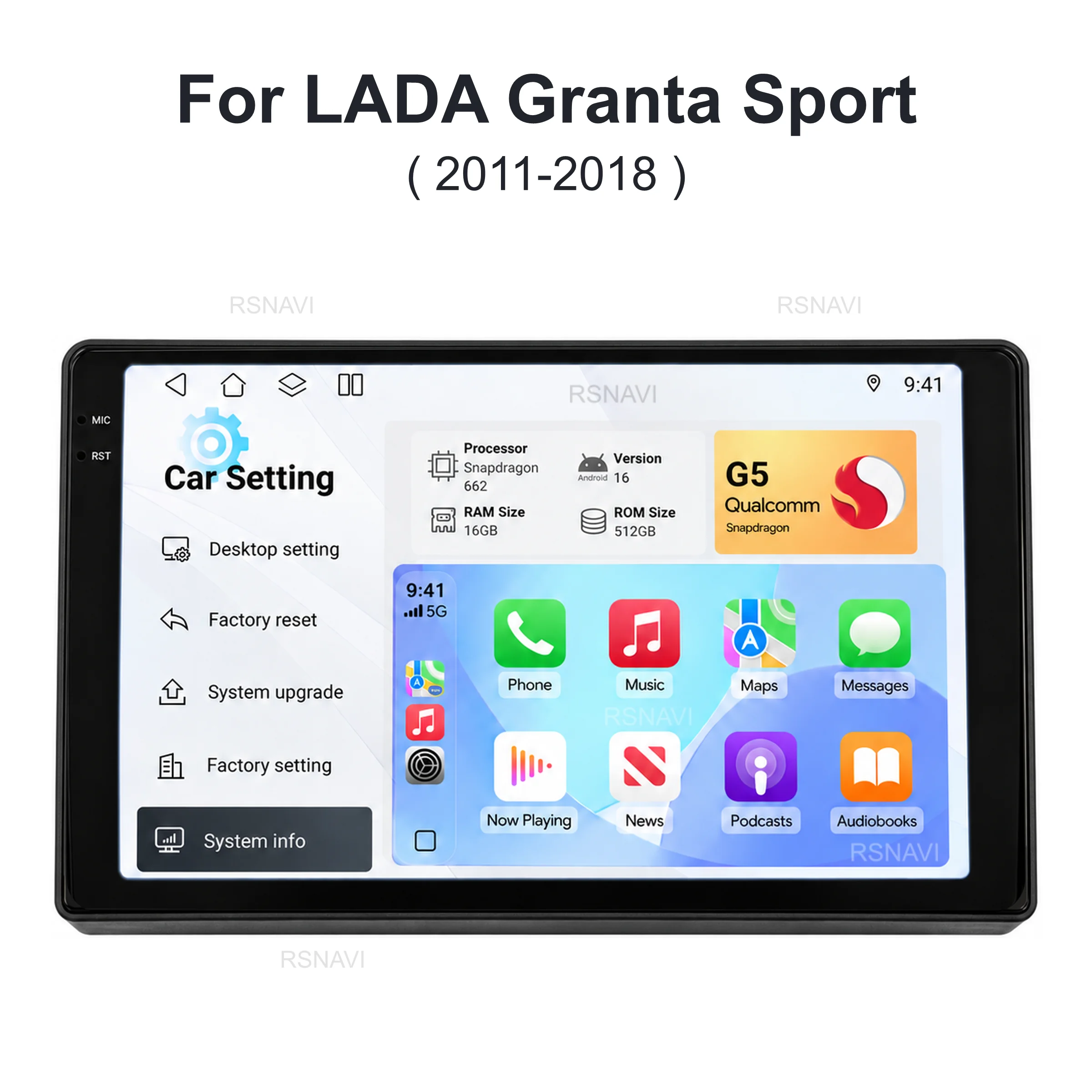 Android 16 Qualcomm For LADA Granta Sport 2011-2018 2K QLED Stereo Car Radio Multimedia Video Player AI Voice CarPlay Head Unit