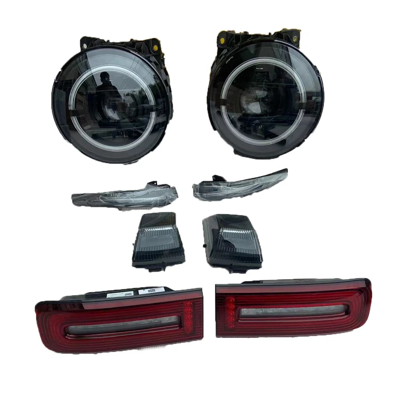 For 2019-2024 Mercedes G63 Headlights W463 W464 Black LED DRL With Rearview Mirror Light New Condition 8000k Color Temperature