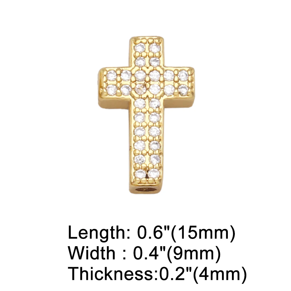 OCESRIO Multiple Color Small Cross Charms for Bracelete CZ Copper Gold Plated Jewelry Making Accessories Wholesale chma167