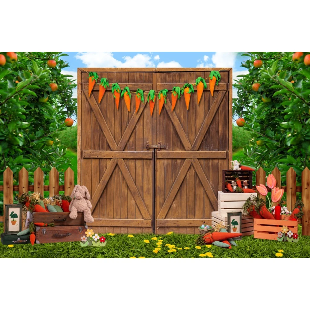 Spring Easter Backdrop for Photography Rabbit Colorful Eggs Flower Bunny Truck Garden Easter Baby Shower Background Photo Studio