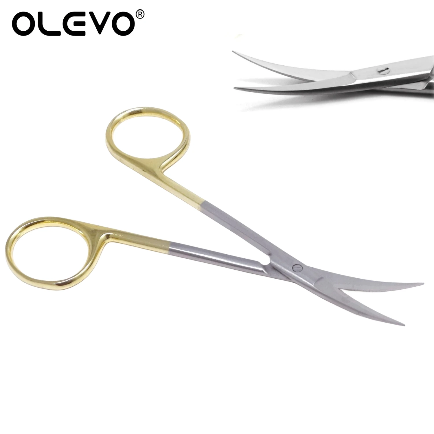 Dental Medical Surgical Scissors, alicate de agulha, aço inoxidável, banhado a ouro Handle, reta, ponta curva, Forceps Tools, 11,5 centímetros