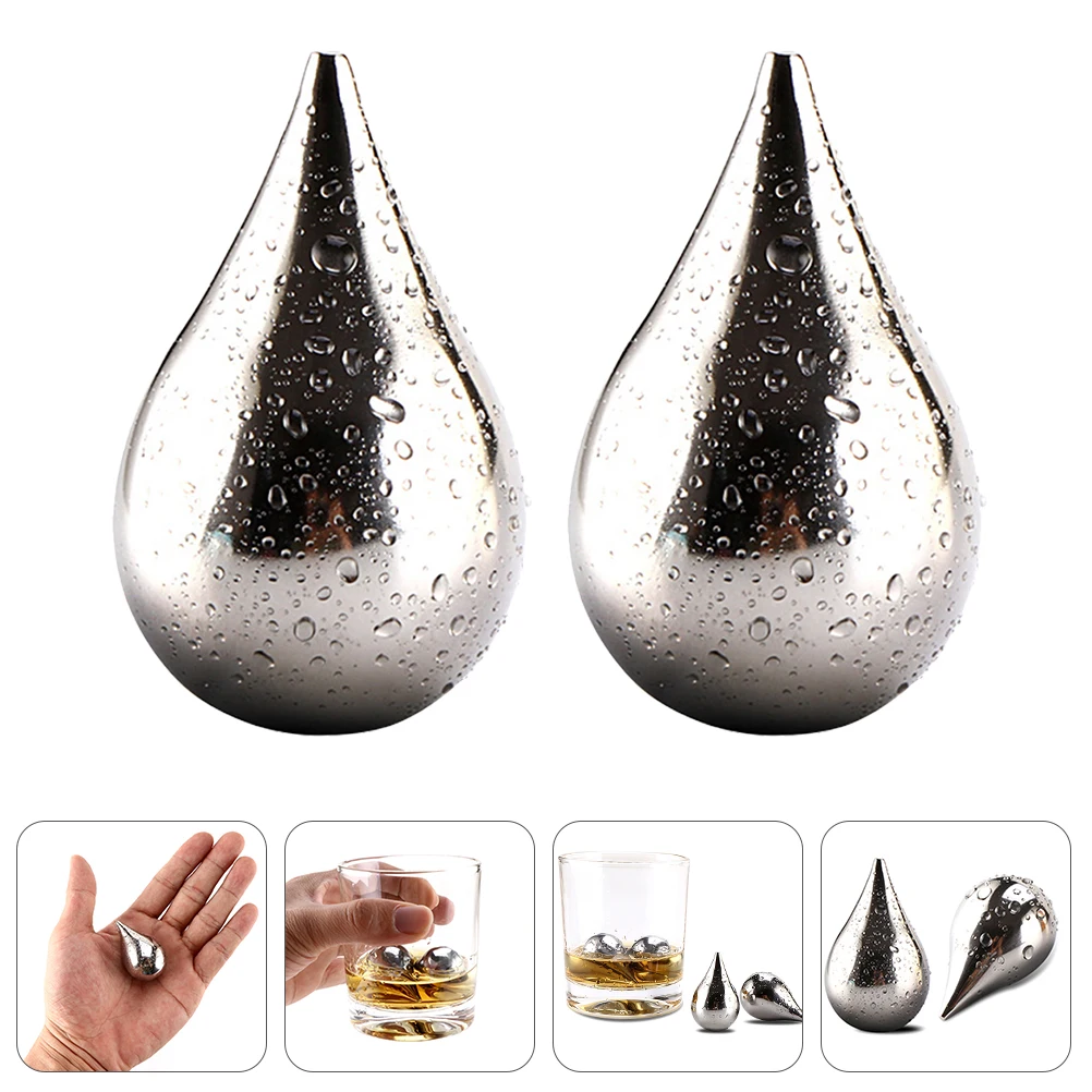 

2pcs Stainless Steel Ice Cubes Reusable Whiskey Cooling Stones Food Grade Metal Ice Cubes For Drinks Beer Wine Chilling
