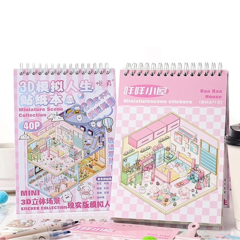 20Sences in Book 2.5D Landscape Sticker Album Cartoon Scene DIY Toy Game Festival Birthday Present Gift Box for Kid Girl Child image 6