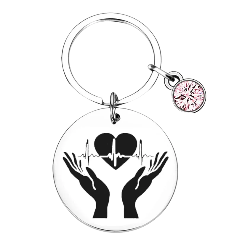 Cute Medical Nurse Doctor gift Keychain Pendant Heart Heartbeat Love Key Chains Nursing Day gift