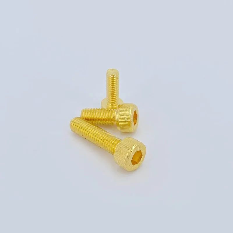 20pcs M2 M2.5 M3 M4 M5 Allen Screw Hex Socket Knurled Cap Cup Head Screw Titanium Gold Plated Bolts Length 4-55mm
