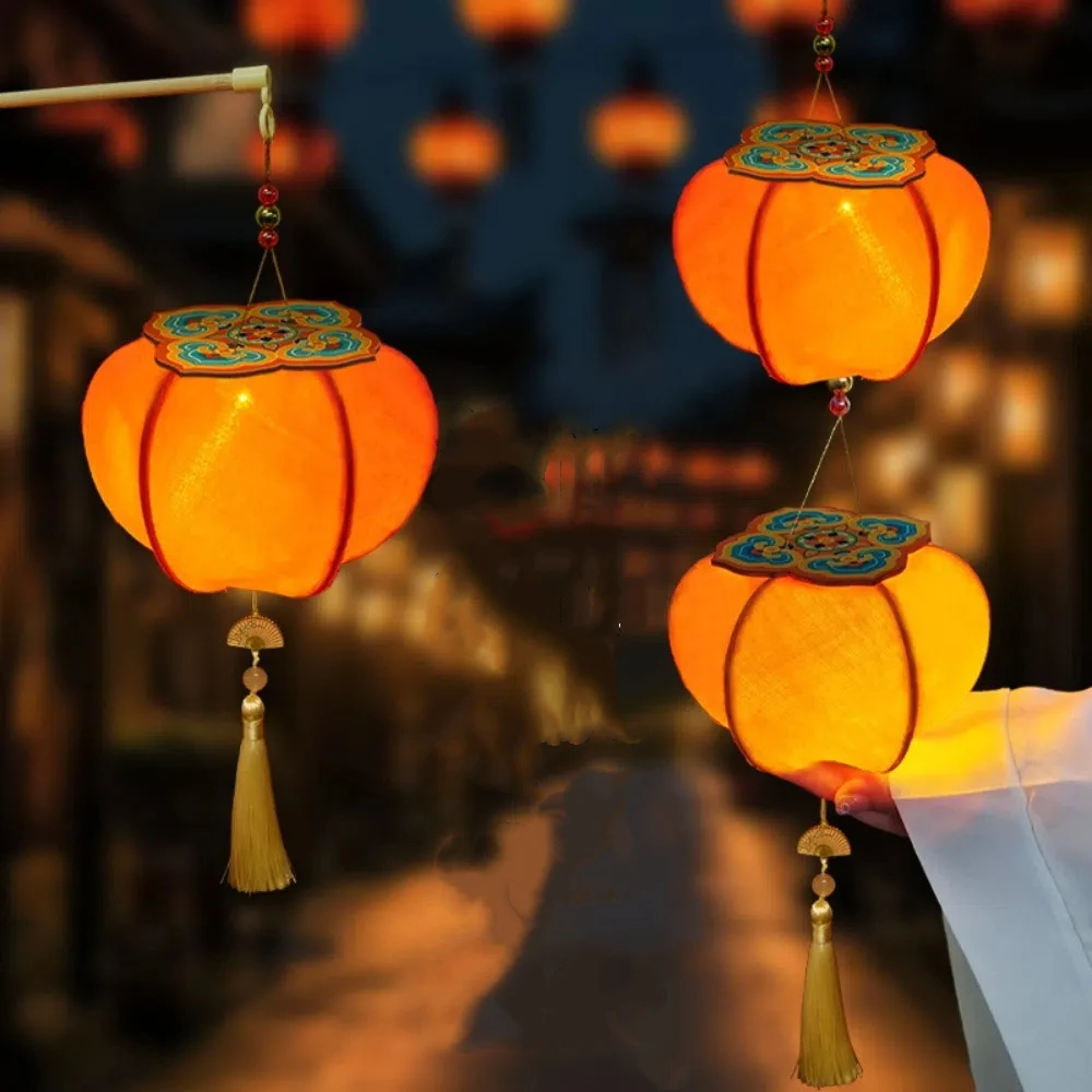 

Traditional Handmade Persimmon Lantern Blessing with Tassel Chinese Style Lantern Decorative Handheld Lantern Home Decor