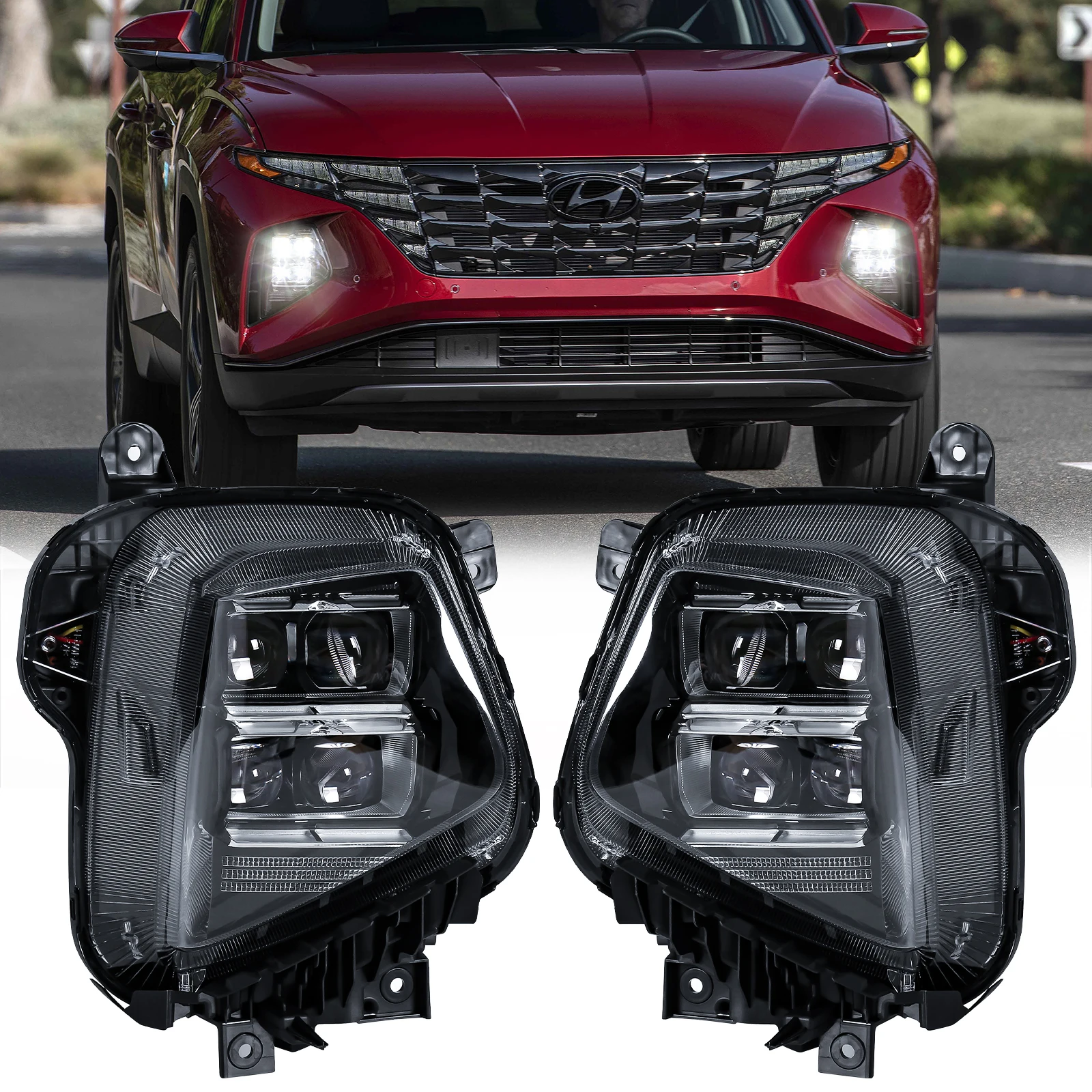 LED Headlight Front Bumper Light For Hyundai Tucson 2021 2022 2023 Daytime Running Lights DRL Fog Lamps Car Acceesories