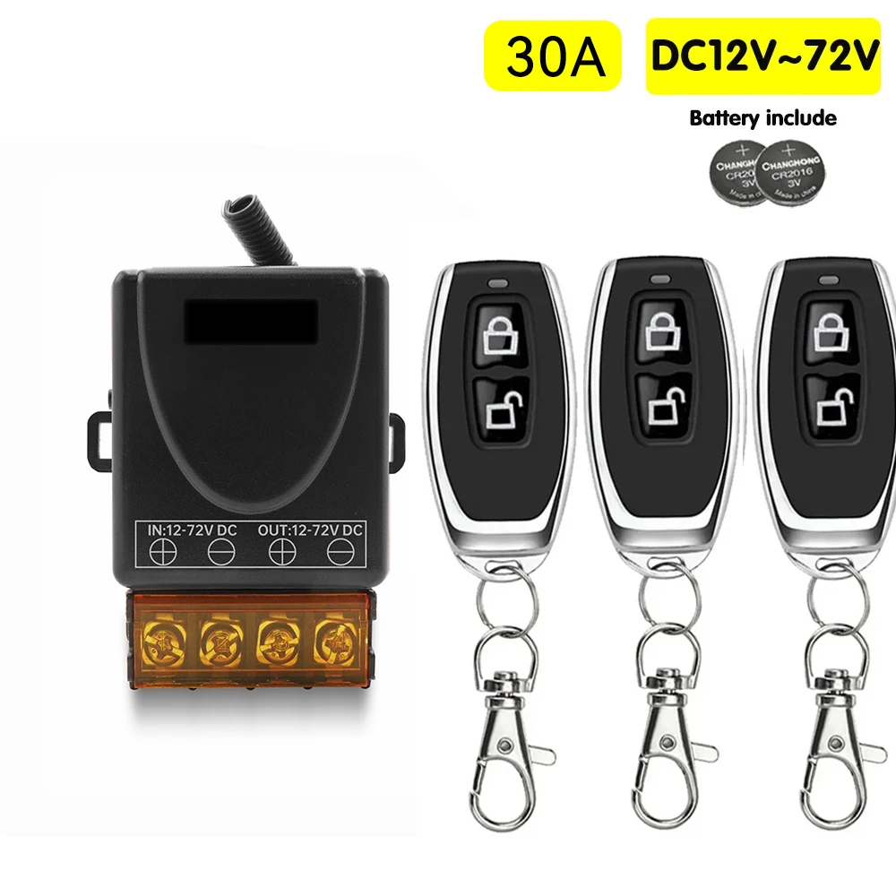 433 Mhz DC 12 V 24 V 36 V 48 V 30A Relais Drahtlose Fernbedienung Schalter RF ON OFF Sender für Warmwasserbereiter Pumpen Lichter Lampen
