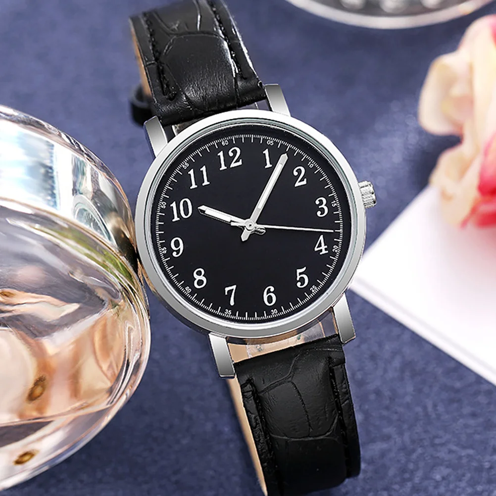 2 قطعة ساعة اليد العشاق الكلاسيكية اللون الأسود العصرية الأعمال الترفيه الاستخدام اليومي آمنة الجلد ودية ساعات المعصم ساعة الترفيه