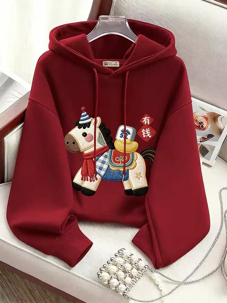 

Новинка 2026: Женская утепленная флисовая толстовка с капюшоном, осенне-зимняя модная верхняя одежда, трендовый свитшот в корейском стиле с длинными рукавами