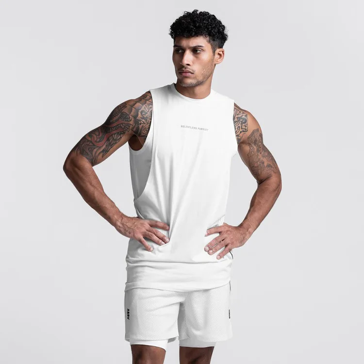 Men's Gym Tank Top Running Vest Basketball Jersey Bodybuilding Workout Stringer Singlets Training Fitness Sport Sleeveless Shirt