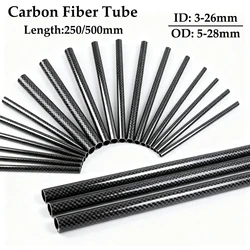 1PCS 3K Carbon Fiber Tube Twill Matte 250/500mm Diameter Remote Control Aircraft Model Accessories Length 250/500mm