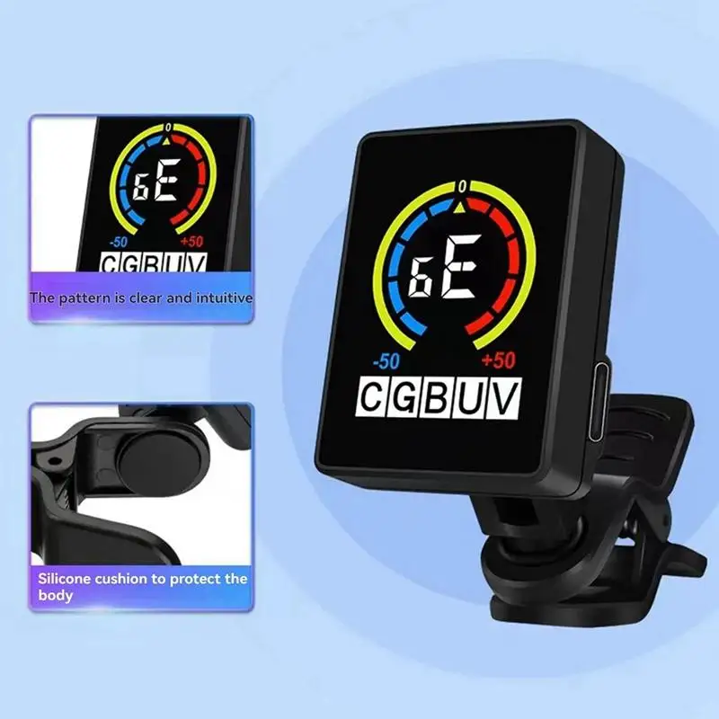 Accessories Clip-on Guitar Tuner Micro Headstock USB Charging Tuner Tuner for Acoustic Electric Guitar Bass Mandolin Ukelele