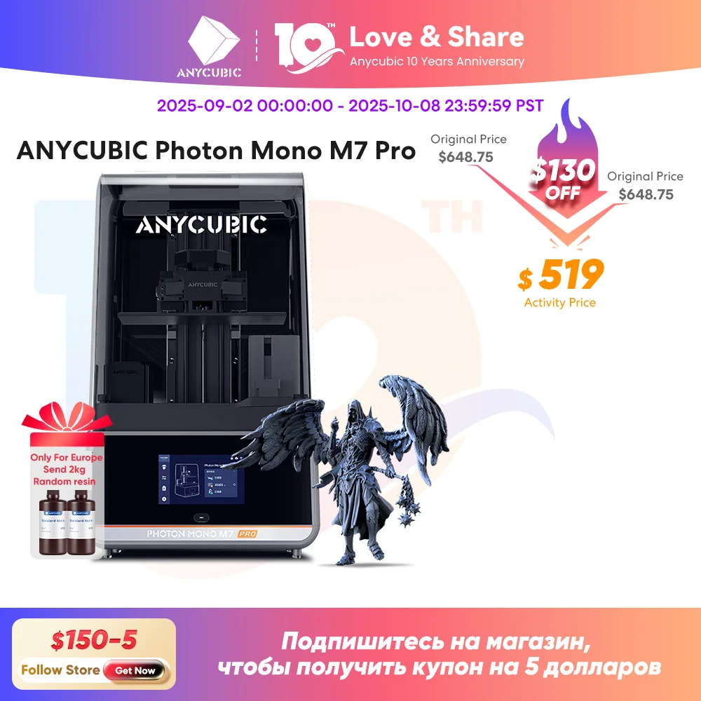 

ANYCUBIC Photon Mono M7 Pro 3D принтер 14K Mono MSLA 10,1 ''LCD Смола 3D принтер Скорость до 170 мм/ч размер печати 223*126*230 мм