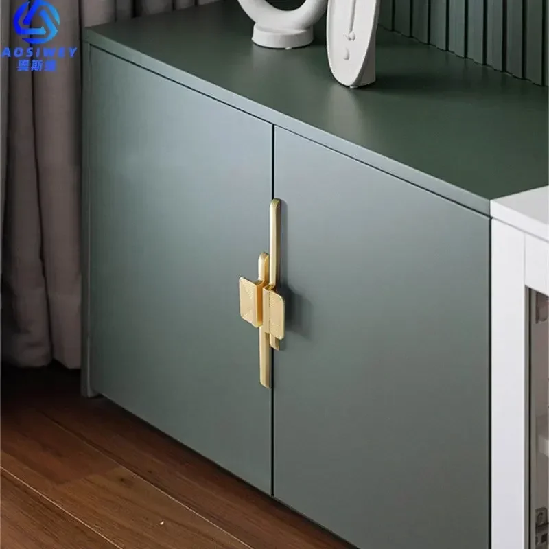 Simple Copper Brushed Furniture Door Handles Solid Zinc Alloy Kitchen Cabinet Door Pulls Drawer Knobs Furniture Hardware