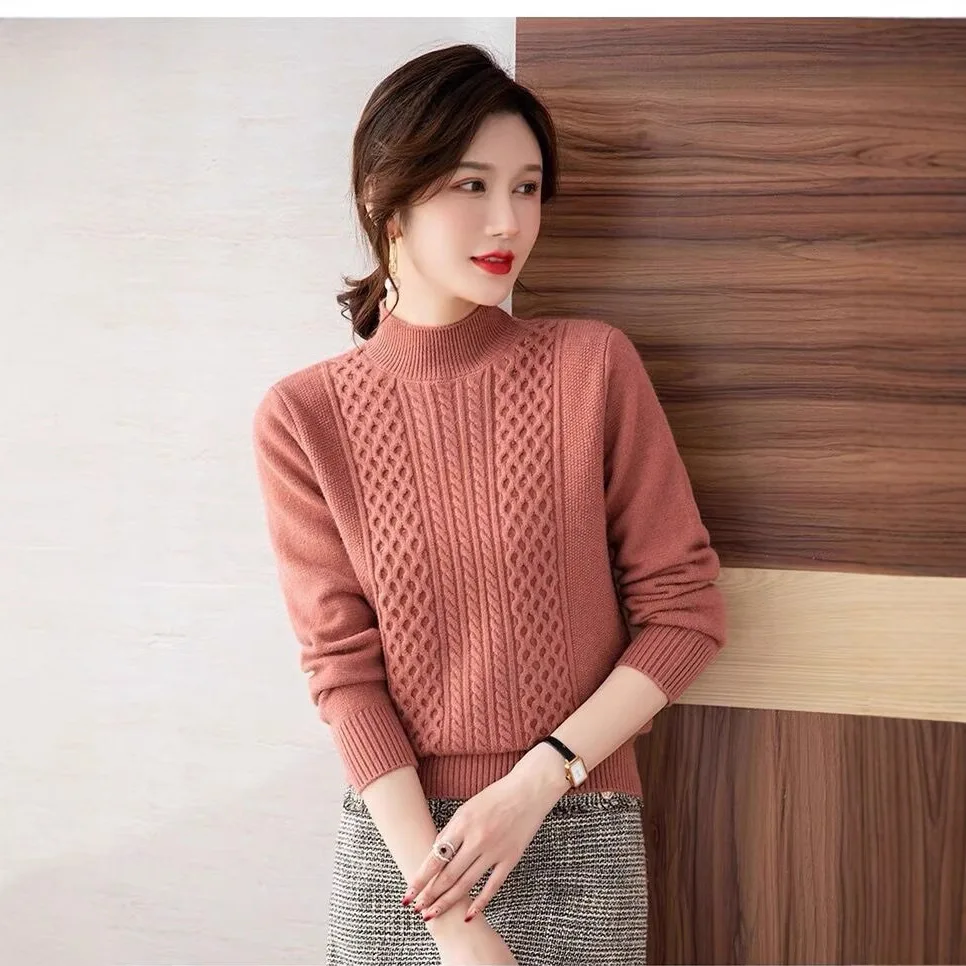 

Semi-high Collar Knitwear Female Autumn/winter 2026 New High Waist Short Sweater Women Fashion Pullover Coat Bottoming Shirt Top