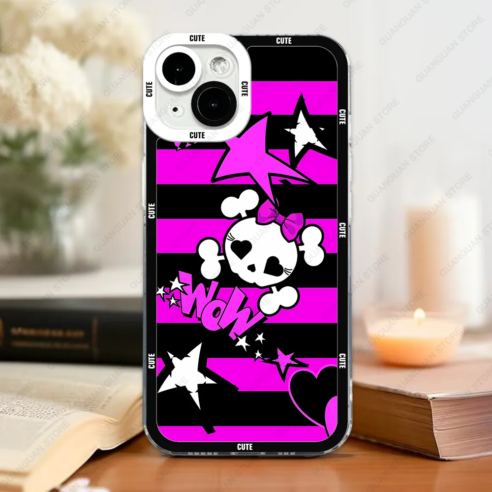 Y2K Style Cute Phone Case For iPhone 16 15 14 13 Pro Max 12 Mini 11 XS X XR SE 7 8 Plus Soft Cover
