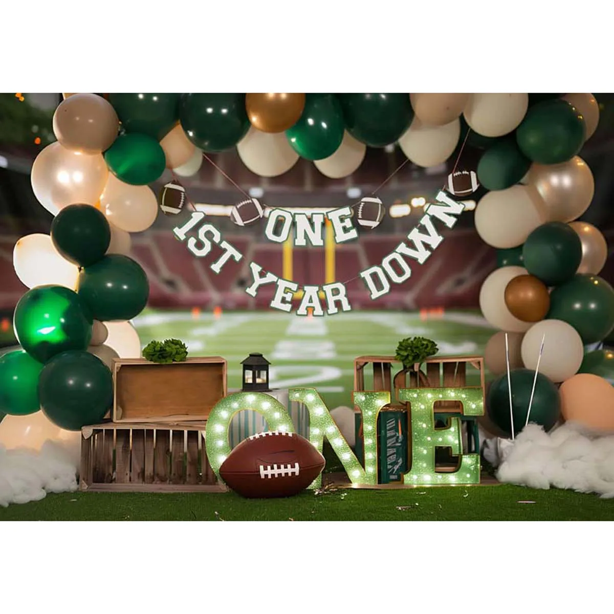 

Allenjoy Happy 1st Birthday Football Backdrop