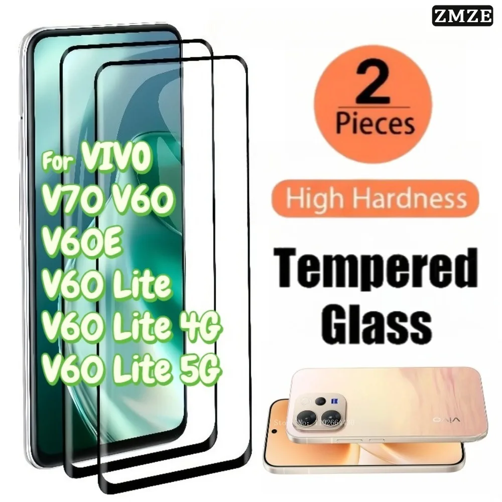 

2 Pieces Tempered Glass Films for VIVO V70 Series Glossy Front Screen Protector Compatible for VIVO V60 Lite 5G V60E V60 Lite 4G