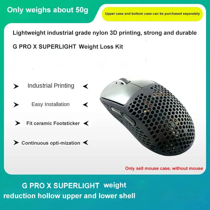 compatible For G Pro X Superlight DIY Modified Lightweight Gaming Mouse Shell 3D Printing Kit for Weight Reduction