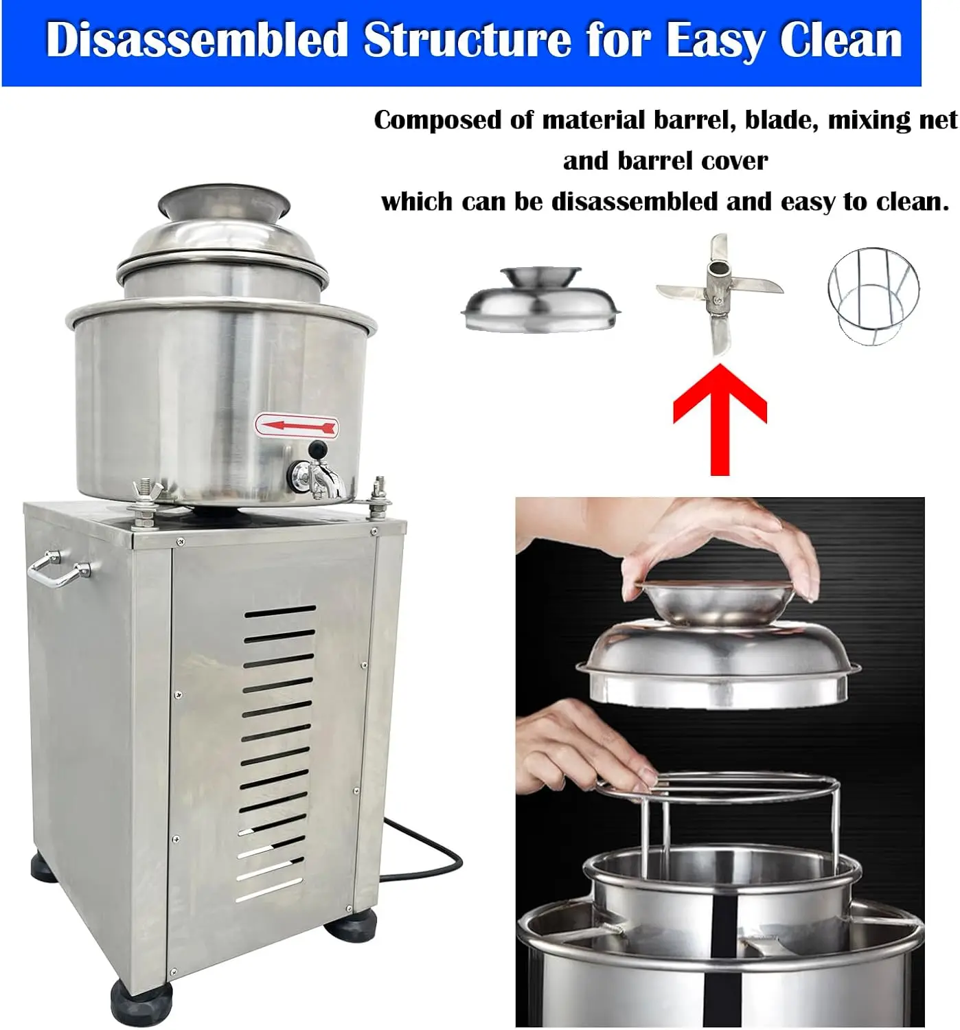 ماكينة صنع هريس اللحوم الكهربائية مضرب كرات اللحم خلاط أوتوماتيكي بالكامل من الفولاذ المقاوم للصدأ 2200 وات 2800 دورة في الدقيقة