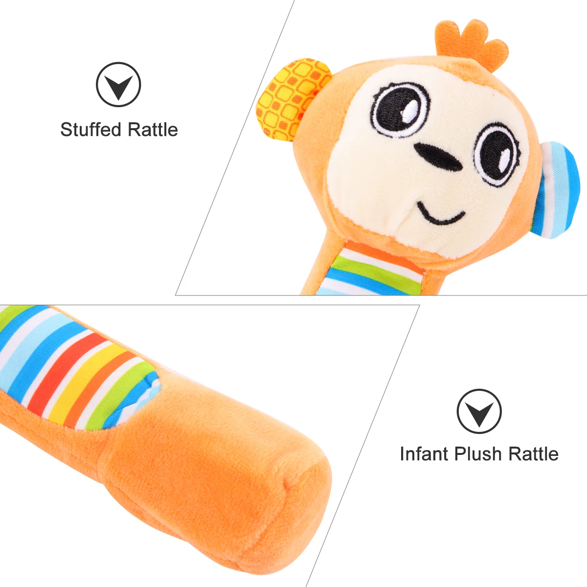 

Handmade Rattle Colorful Infant Baby Stuffed Animal Mini Handheld For Sensory Development Parent-Child Interaction Gift (Orange