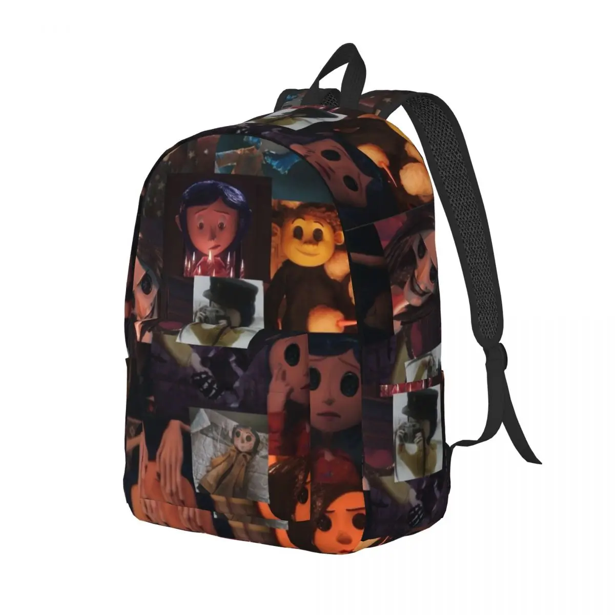 Coralines jones cartoon mochila para adolescente, saco de lona para caminhadas, viagens, halloween, filme de animação, laptop, presente