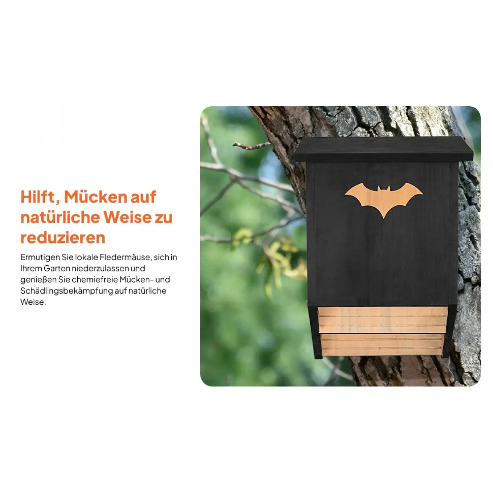 Bats House Wood Box, Tree Hanging Outdoor Stable Shelter, Accommodate 75 Bats for Outside Yards Backyards Garden Decor