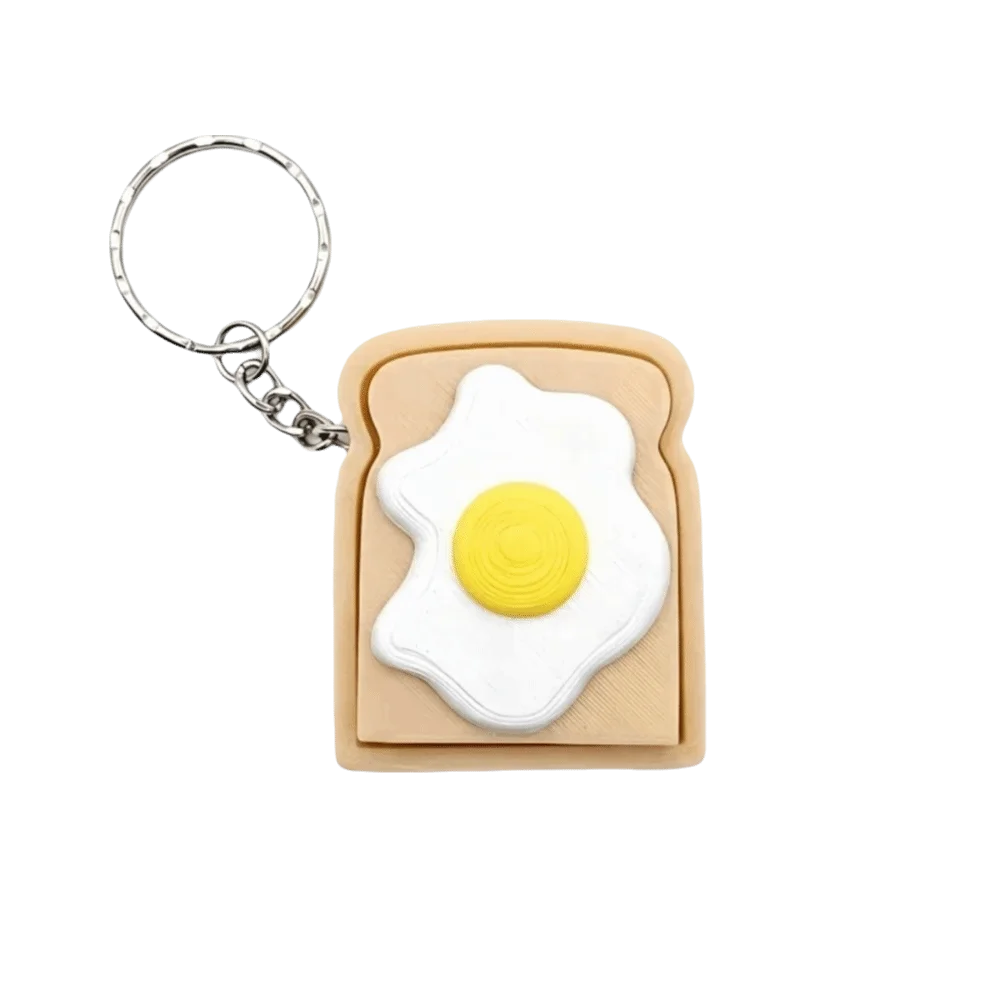 Fashion 3D Printed Foods Clicker Key Chain Double eggs Fried Eggs Pizza Cookie Clicker PLA Simulation Cake Funny Fidget Daily