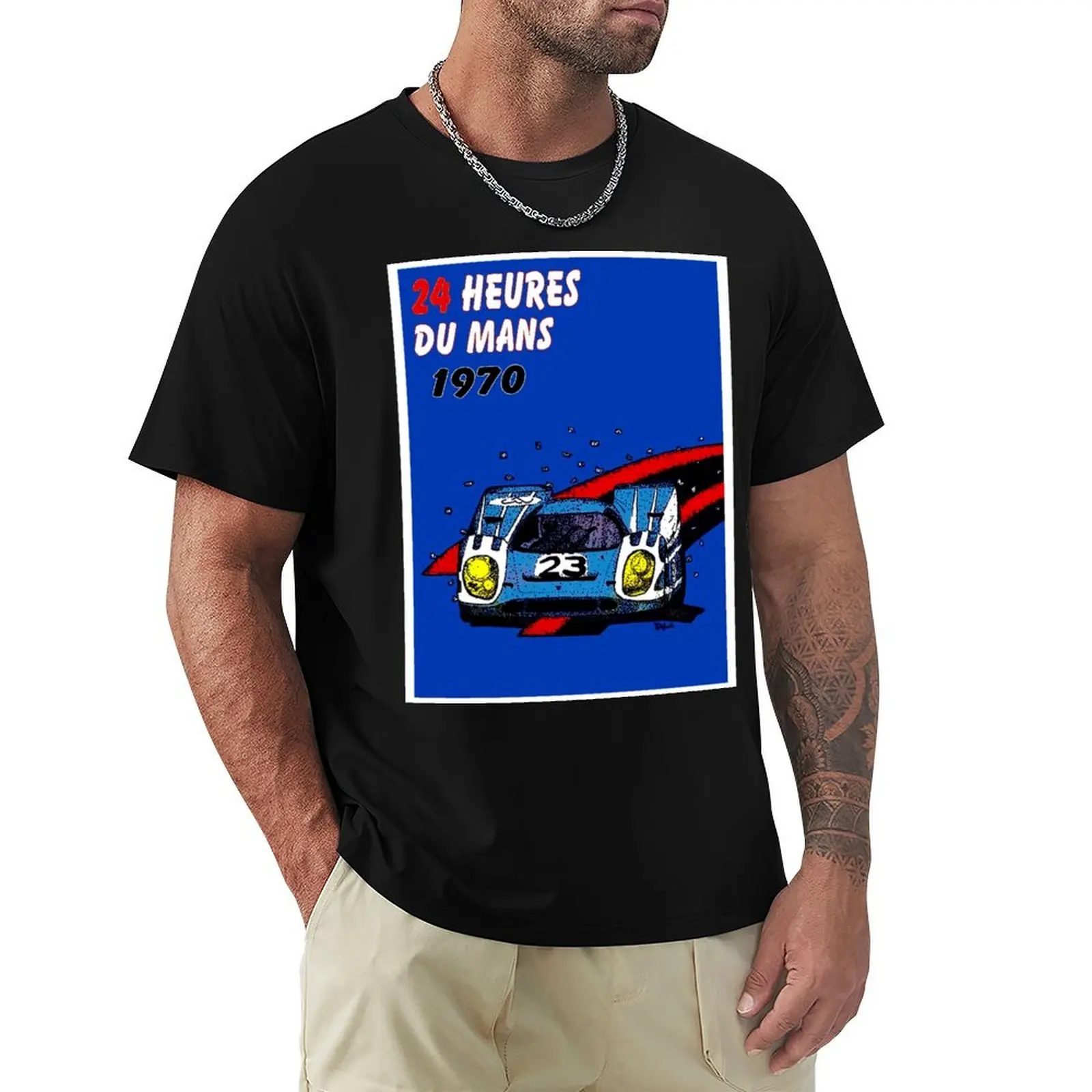 

DU MANS : Vintage 1970 Auto Racing Advertising Print T-Shirt Trendy Casual Short Sleeve Shirt