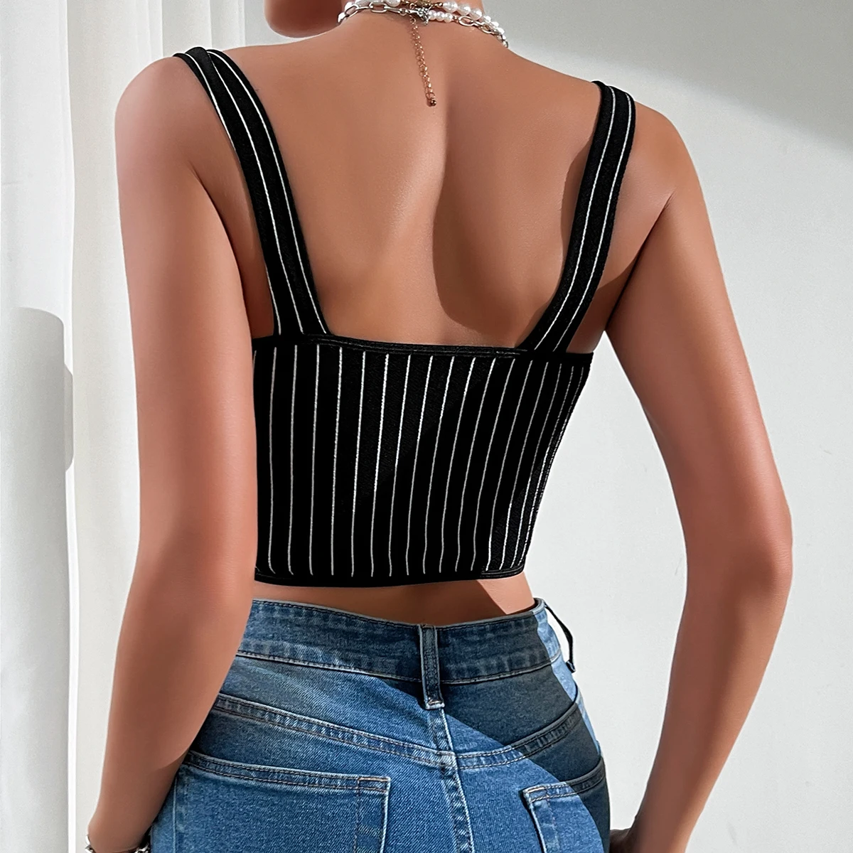 New Lace Sexy Leopard Print Low Cut Fishbone Skinny Crop Top Shapewear Patchwork Corset Stripe Backless Vest 2024 New Fashion