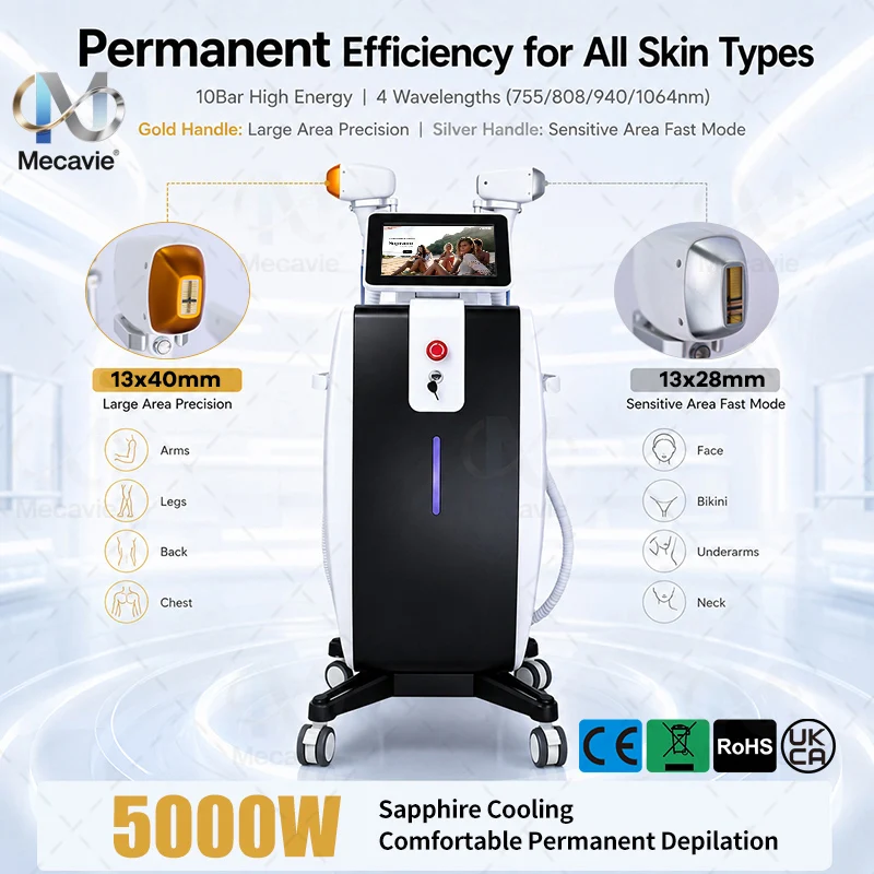 Vertical Standing Beauty Equipment 2 In 1 Dual Hair Reduction Handles 10 Bars High Power Skin Pigment Brightening Machine For Sa