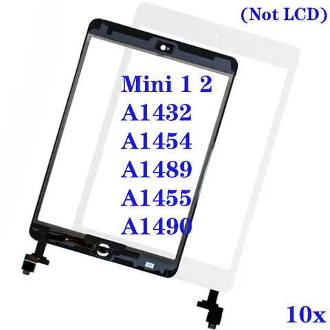 10Pcs For iPad Mini 2 1 A1432 A1454 A1489 A1455 A1490 Touch Screen Digitizer Panel Assembly Display With Adhesive Replacement