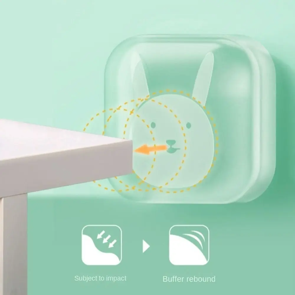 2 pcs Soft Silicone Animal Wall Protector Self-adhesive Transparent Door Handle Bumper Rabbit Cabinet Doors Stop Muffler