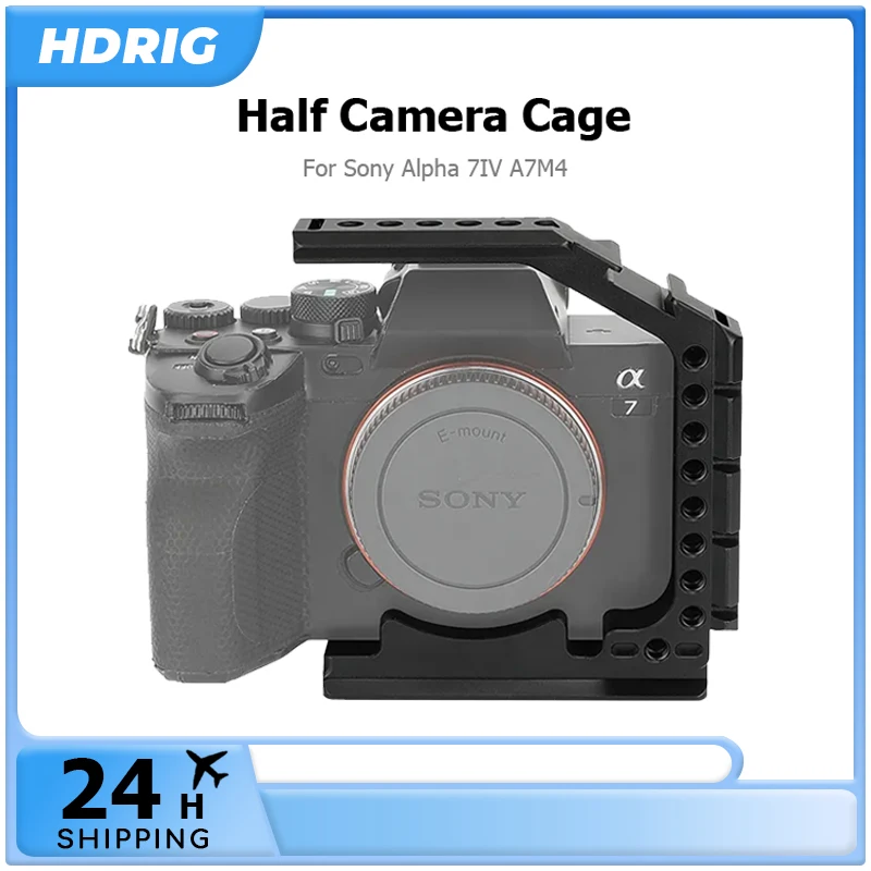 HDRIG A7M4 Alpha 7 IV Half Camera Cage for Sony Alpha 7IV A7M4 with Cold Shoe Mount, NATO Rail Connections, Arca Mount