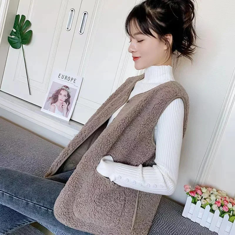 

2024 Women's Fashionable Goat Velvet Vest Autumn Winter Korean Style Versatile Shoulder Vest Outerwear Jacket