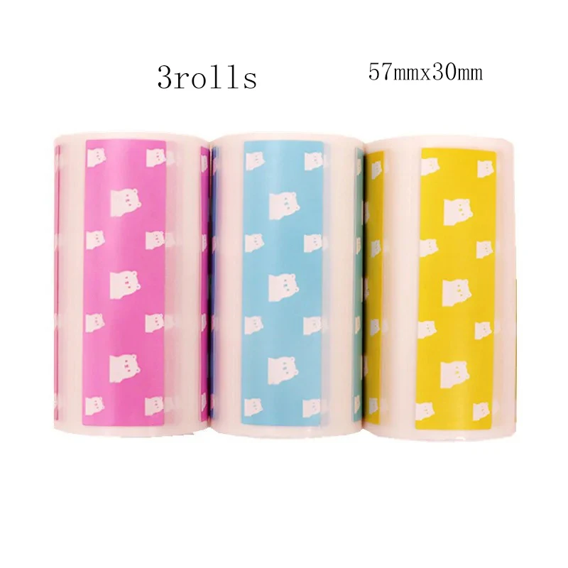 Autocollant couleur/autocollant ours/transparent pour Mini imprimante appareil photo Portable impression instantanée enfants papier d'impression auto-adhésif remplacer