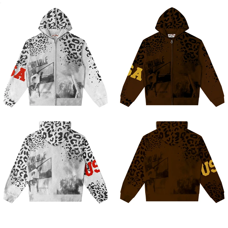 

Vintage Washed Vale Hoodie High Quality Graffiti Printed Pullover Autumn Casual Fashion Loose Hooded Sweatshirt