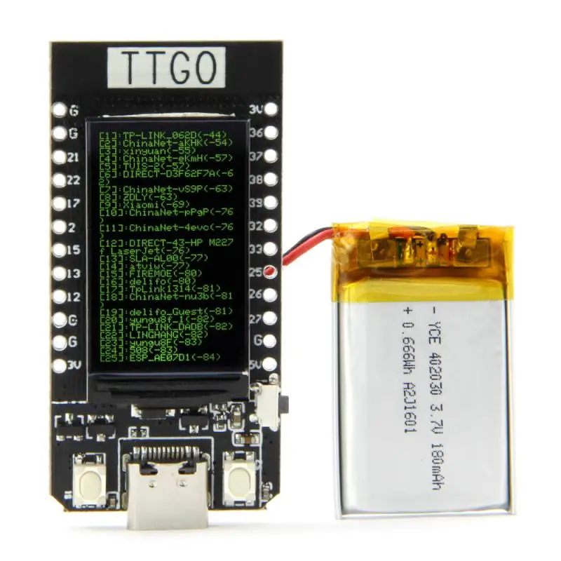 Ttgo T-display Portable Battery-powered Charging Circuit Black Consumer Electronics Lcd Development Board Low Power Consumption