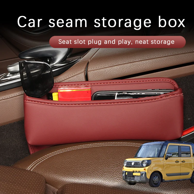 

Car Seat Gap Slot Storage Box Bag Car Interior Storage Pocket Leather Car Accessories For Suzuki Spacia MK54S MK94S