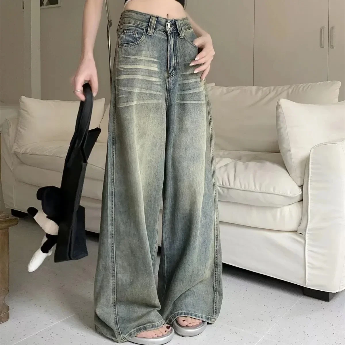 Y2K Loose Straight Leg Jeans Women Trousers Baggy Wide Fit Casual High Waist Retro Washed Vintage Style Women's jeans Jeans
