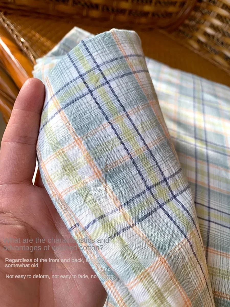 100% Cotton Plaid Fabric By The Meter for Quilt Covers Pillowcases Curtain Sewing Washable Breathable Comfortable Textile Cloth