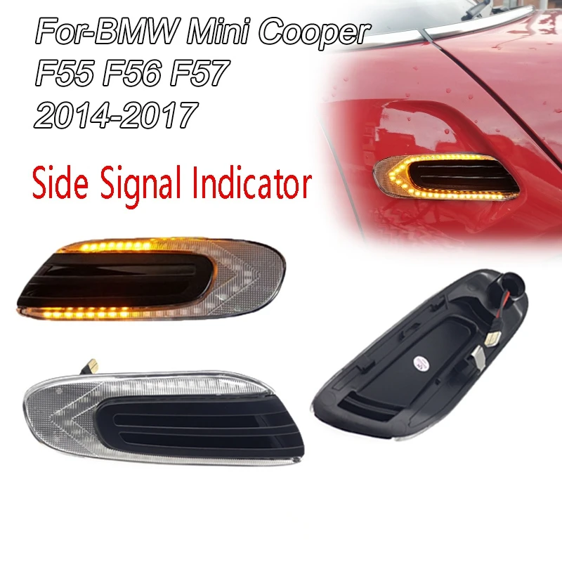 2Pcs Side Signal Indicator Car Leaf Edge Lights Sequential Blinker Repeater Light For BMW Mini F55 F56 F57