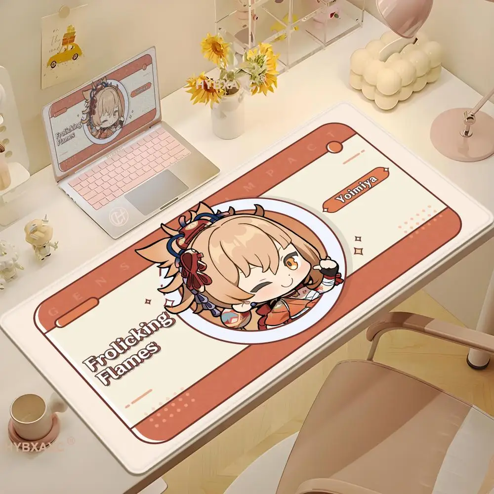 Deskmat المطاط أنيمي ماوس الوسادة Genshin تأثير الألعاب الحصير عدم الانزلاق Xxl ماوس ألعاب الكمبيوتر ومكتب عمل حصيرة وسادات المكتب #1